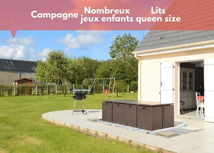 Maison Confortable Sejour Spacieux, Belle Terrasse Avec Grand Jardin Avec Jeux Exterieurs Pres Bayeux Et Omaha Beach